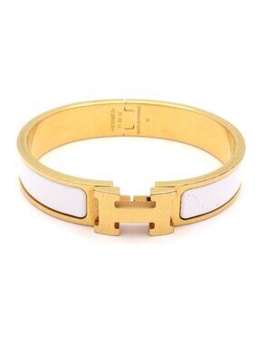 Hermes Bangle Click Gold White Bracelet